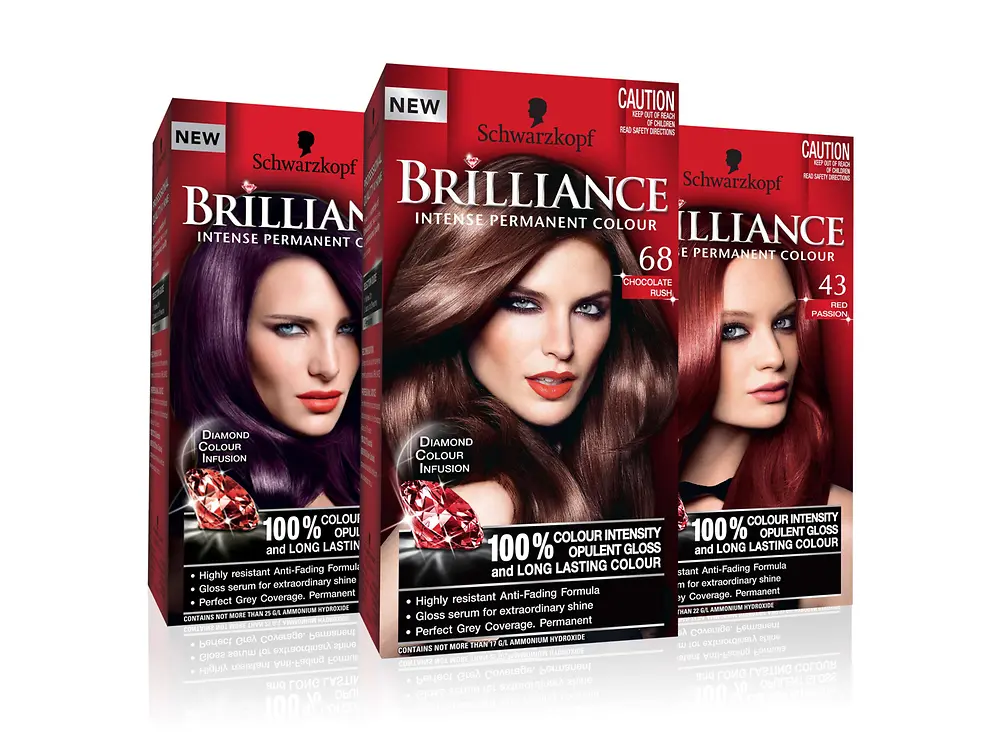 Selection of Schwarzkopf Brilliance Intense Permanent Colour range