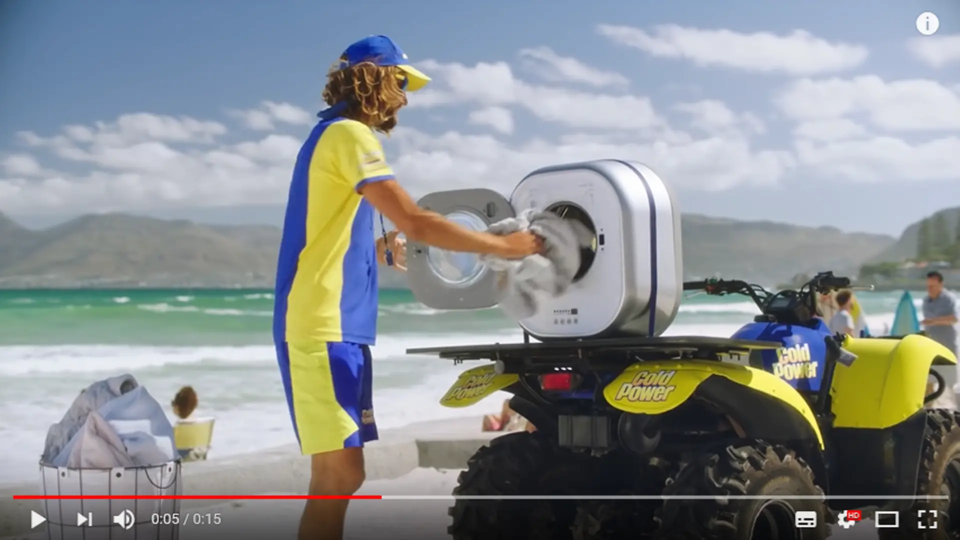 Screenshot of the Brightguard taking laundry to the washing machine on the Cold Power vehicle for washing.