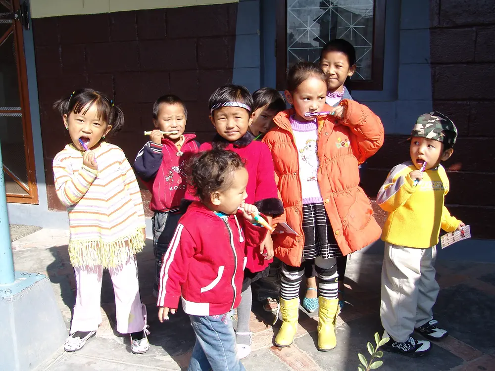 
The team teaches lessons on the basics of general hygiene – including how to brush your teeth properly.